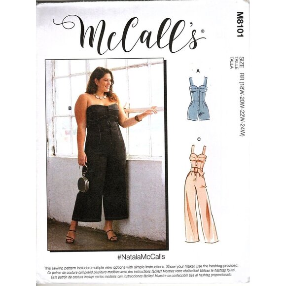 McCall's M8101 Womens 18W to 24W Jumpsuit and Rompers Uncut Sewing Pattern - Picture 1 of 2